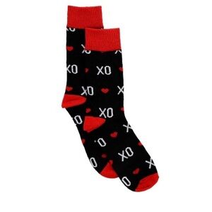 Valentine Black and Red XO Patterned Socks